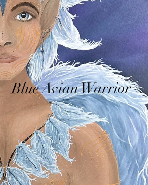 Original Painting Blue Avian Kahbah – Warrior of Peace & Protection