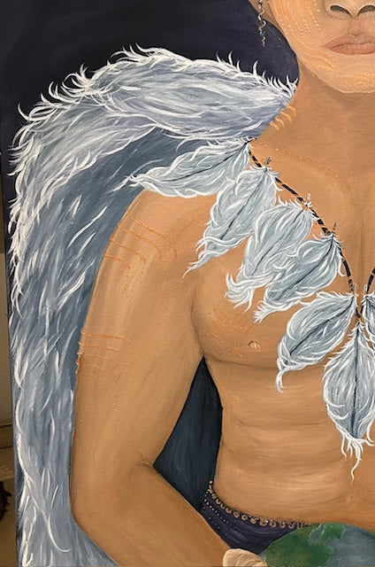 Original Painting Blue Avian Kahbah – Warrior of Peace & Protection