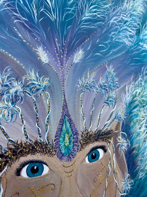 Original Painting ‘Raja’ - Humanoid Blue Avian - Galactic Elemental