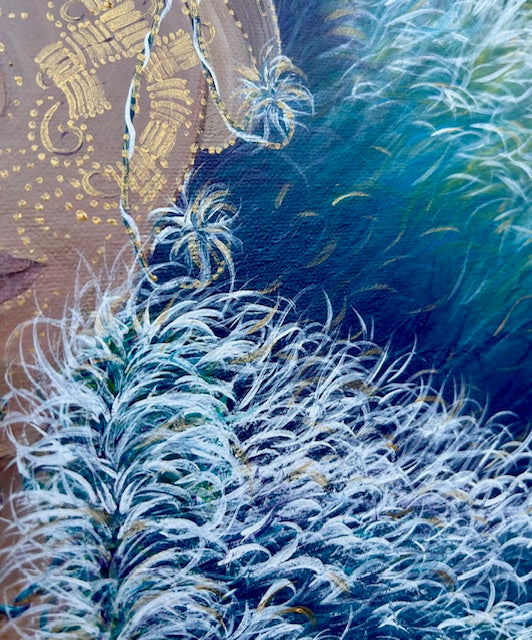 Original Painting ‘Raja’ - Humanoid Blue Avian - Galactic Elemental