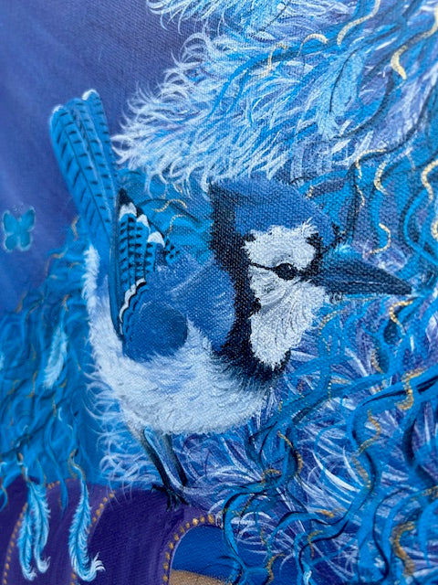 Original Painting ‘Rae’ - Humanoid Blue Avian