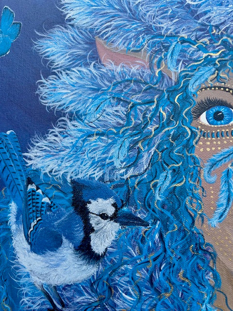 Original Painting ‘Rae’ - Humanoid Blue Avian