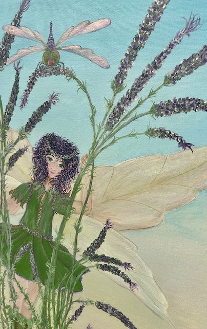 Original Painting ‘Ava’ Lavender Fae – Helper of the Dragonflies