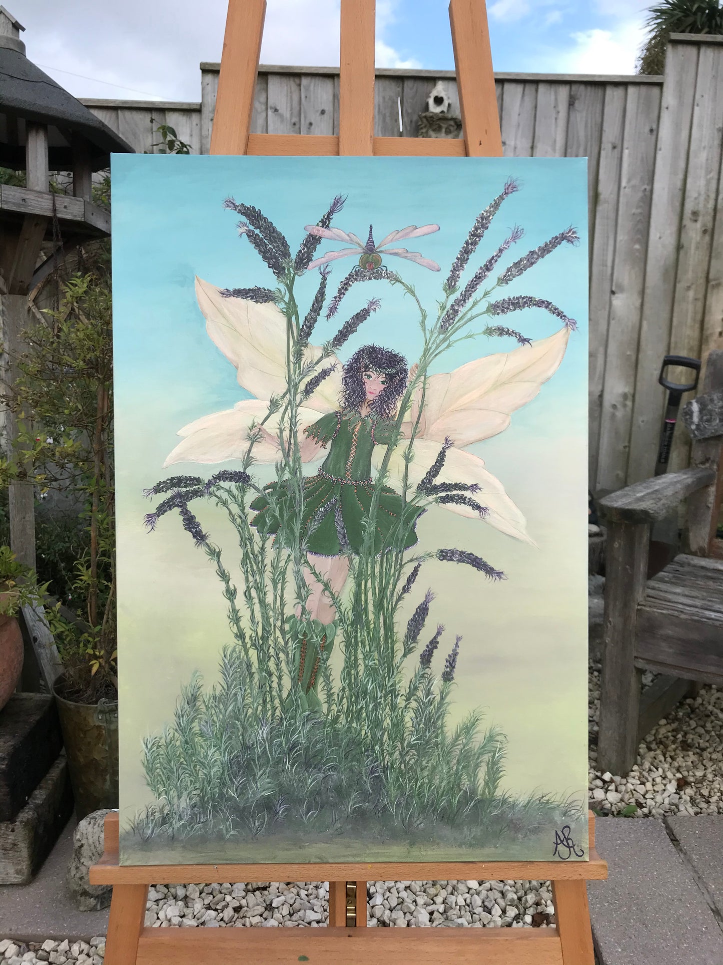 Original Painting ‘Ava’ Lavender Fae – Helper of the Dragonflies - Air Elemental