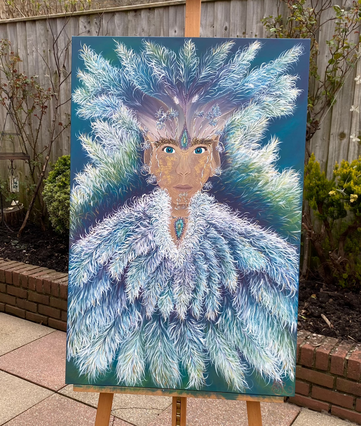Original Painting ‘Raja’ - Humanoid Blue Avian - Galactic Elemental