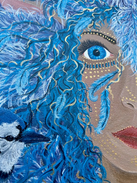 Original Painting ‘Rae’ - Humanoid Blue Avian