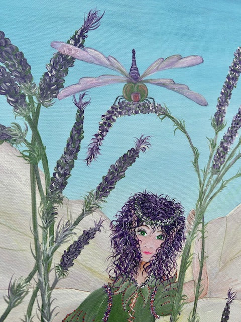 Original Painting ‘Ava’ Lavender Fae – Helper of the Dragonflies