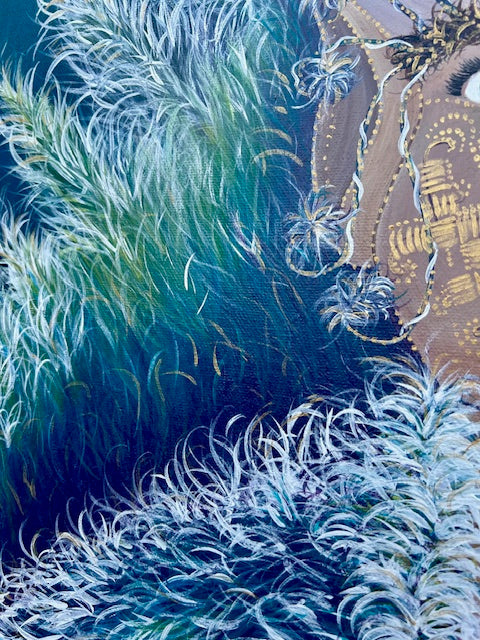 Original Painting ‘Raja’ - Humanoid Blue Avian - Galactic Elemental
