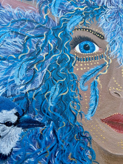 Original Painting ‘Rae’ - Humanoid Blue Avian